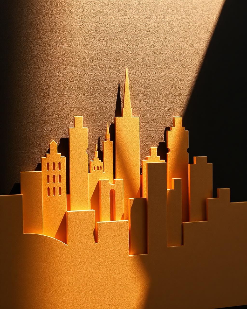 Paper Metropolis — Layered board relief, pigment